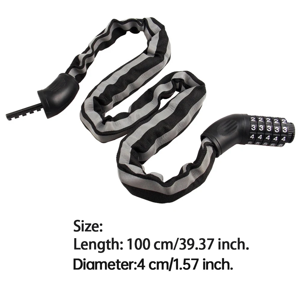 

Bike Lock Chain 5 Digits Resettable Codes Heavy Duty Anti-Theft Combination Lock Motorcycle Cycling MTB Road Bike Accessories
