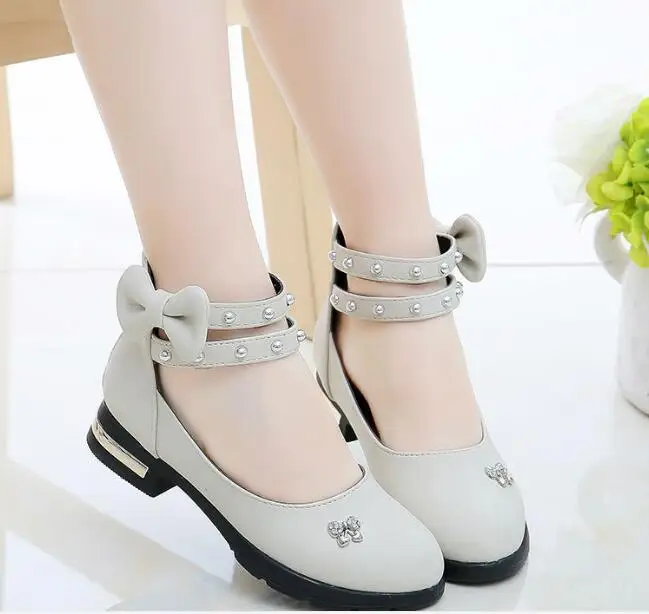 Новинка Весенняя детская обувь Осенняя кожаная принцессы для девочек бант