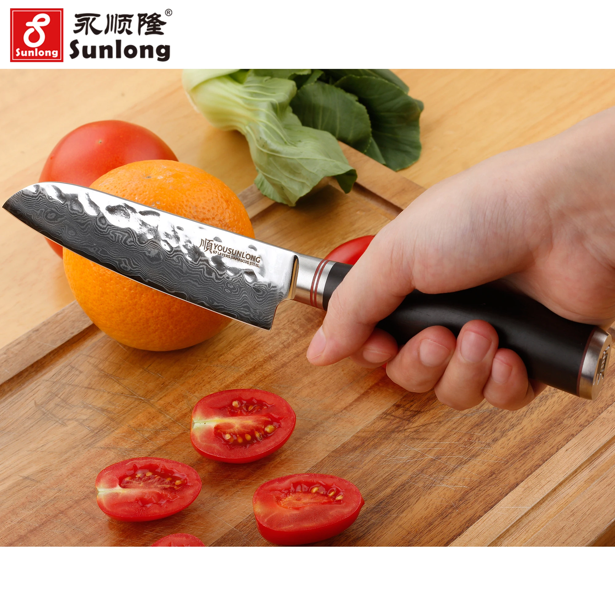 YOUSUNLONG Santoku нож 5 дюймов ножи для столовых приборов японский 67 слоев VG 10 вбитая