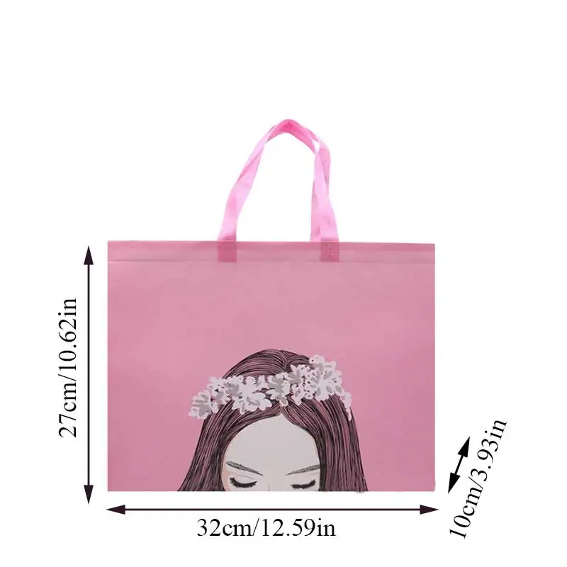 Нетканая розовая милая сумка для покупок девочек многоразовая путешествий