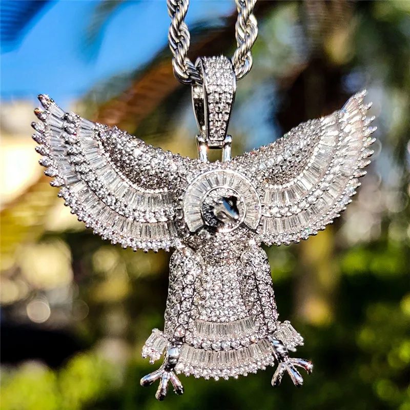 Большая квадратная кулон в виде орла с фианитами для мужчин и женщин украшение