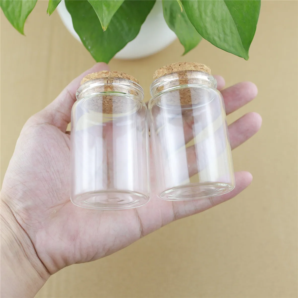 12pcs/lot 47*70mm 80ml Cork Stopper Glass Bottles Spicy Storage Jar Bottle Containers Glass spice Jars Vials DIY Craft
