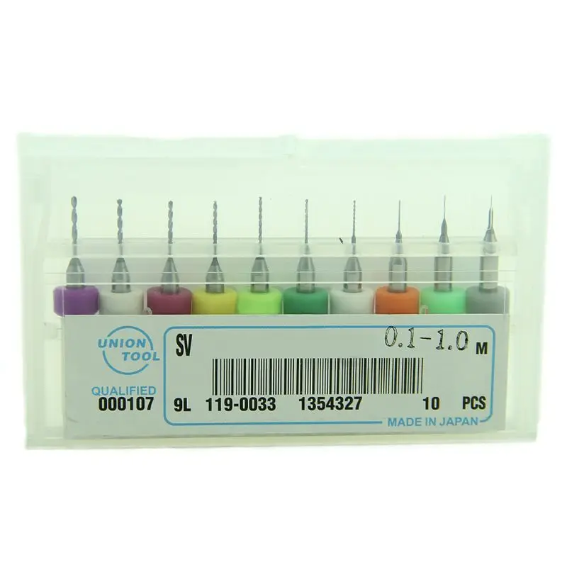 

425D 10Pcs 0.1mm to 1.0mm PCB Print Circuit Board Carbide Micro Drill Bits Set Tool