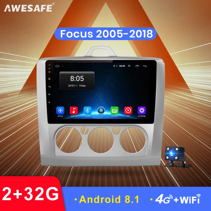 AWESAFE 2 din Android 8 1 автомобильный DVD плеер GPS для Ford Focus 3 Mk2/Mk3 2005 2006 2007 2008 2009 2010 2015 9
