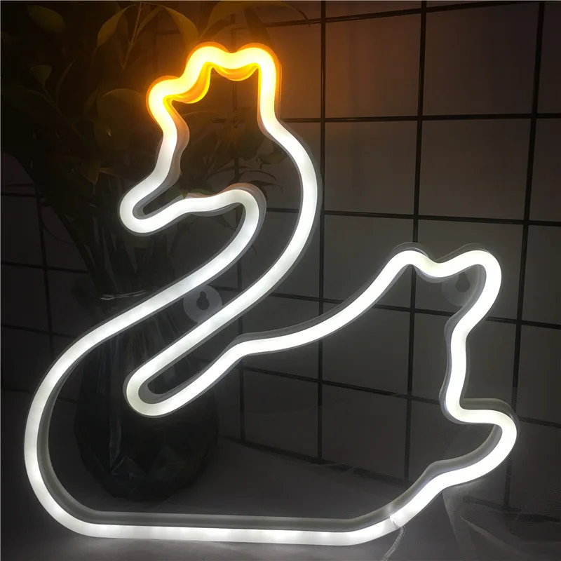 LED Neon Light Wall Art Sign Bedroom Decoration Hello Rainbow Hanging Night Lamp Signs for Home Party Holiday Decor Gift | Лампы и
