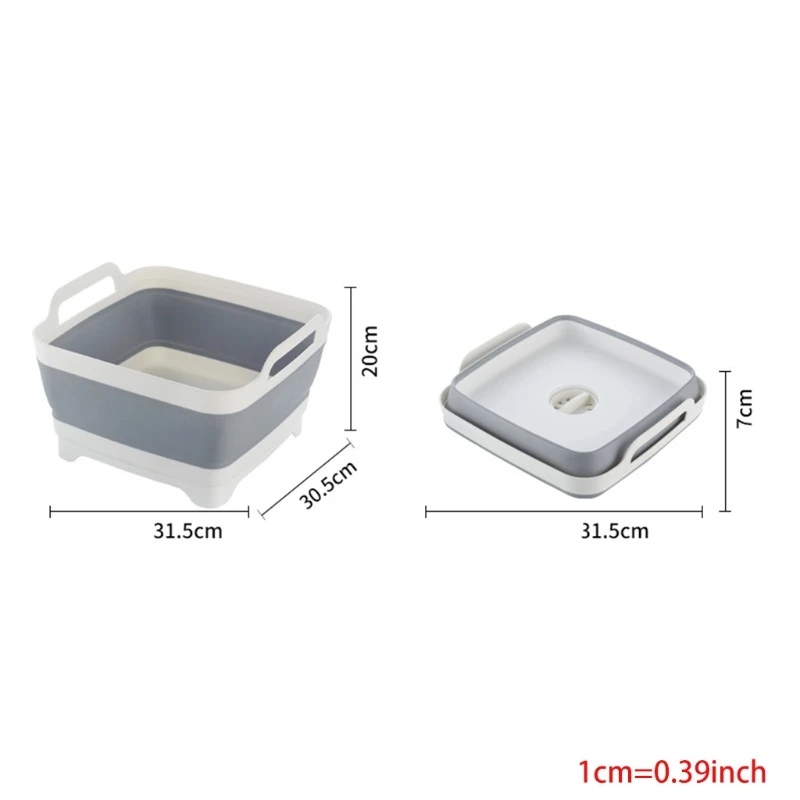 

2 Pcs/Set Portable 9 L Capacity Foldable Dish Basin with Drain Plug Carry Handle