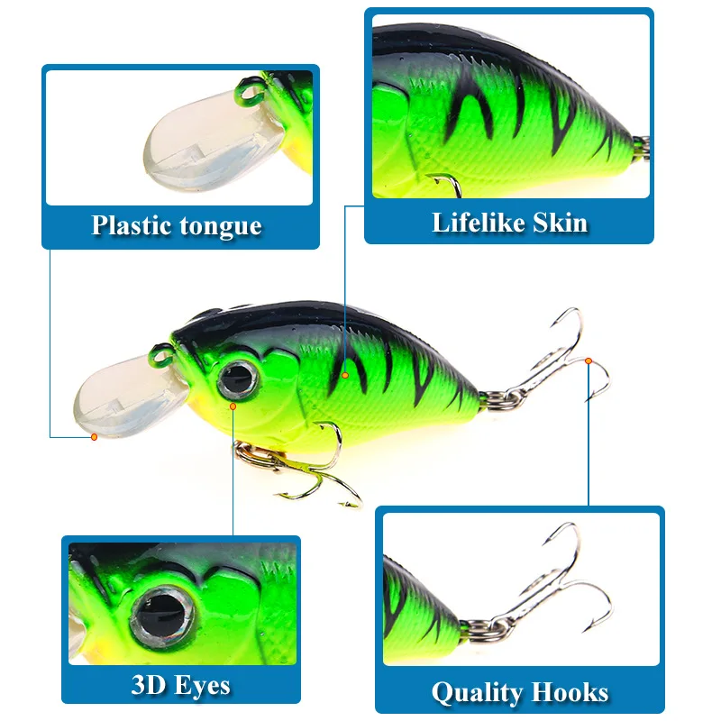 

5pcs/Lot Mixed Colors 5.5cm/7g Hard Bait Kit Fishing Lure Set Crank Wobbler With Treble Hooks Crankbaits Fishing Accessories