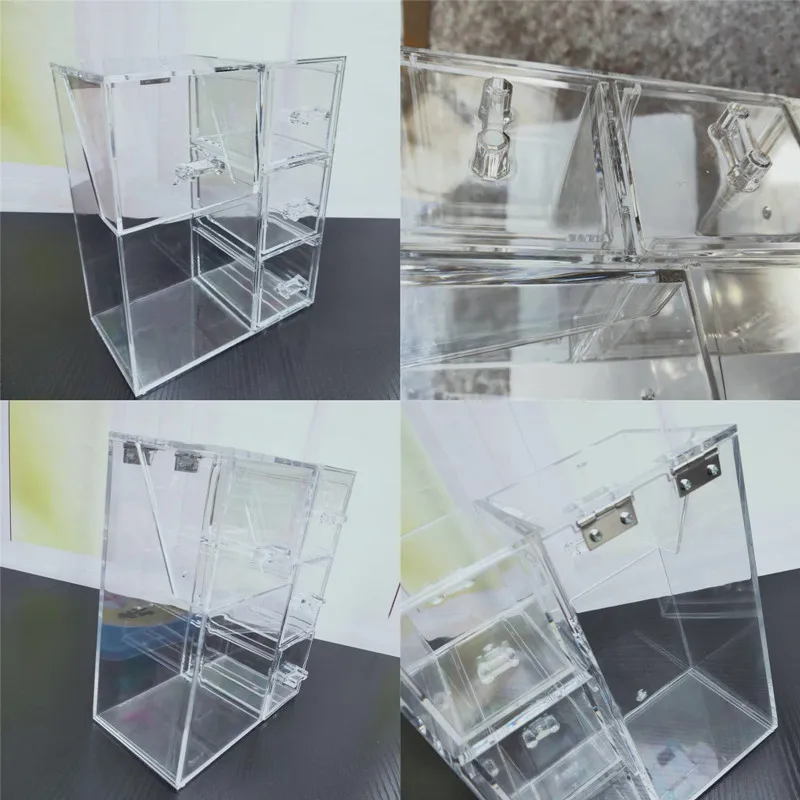 

Acrylic Makeup Brushes Holder with Drawers for Cotton Pads/Swab/Blender Makeup Brush Kit Organizer Cosmetics Storage Box