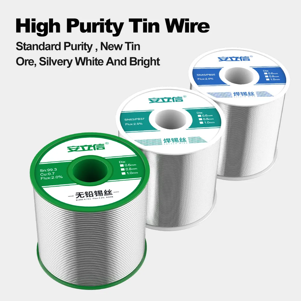 

500g Lead-Free Tin Wire High Purity Contained Welding Wire 0.6/0.8/1mm Active Solder Electric Soldering Iron Rework Flux Core