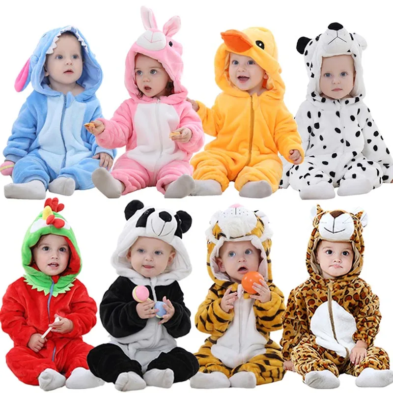 Комбинезон фланелевый детский с капюшоном мультяшный рисунок Пижама комбинезон