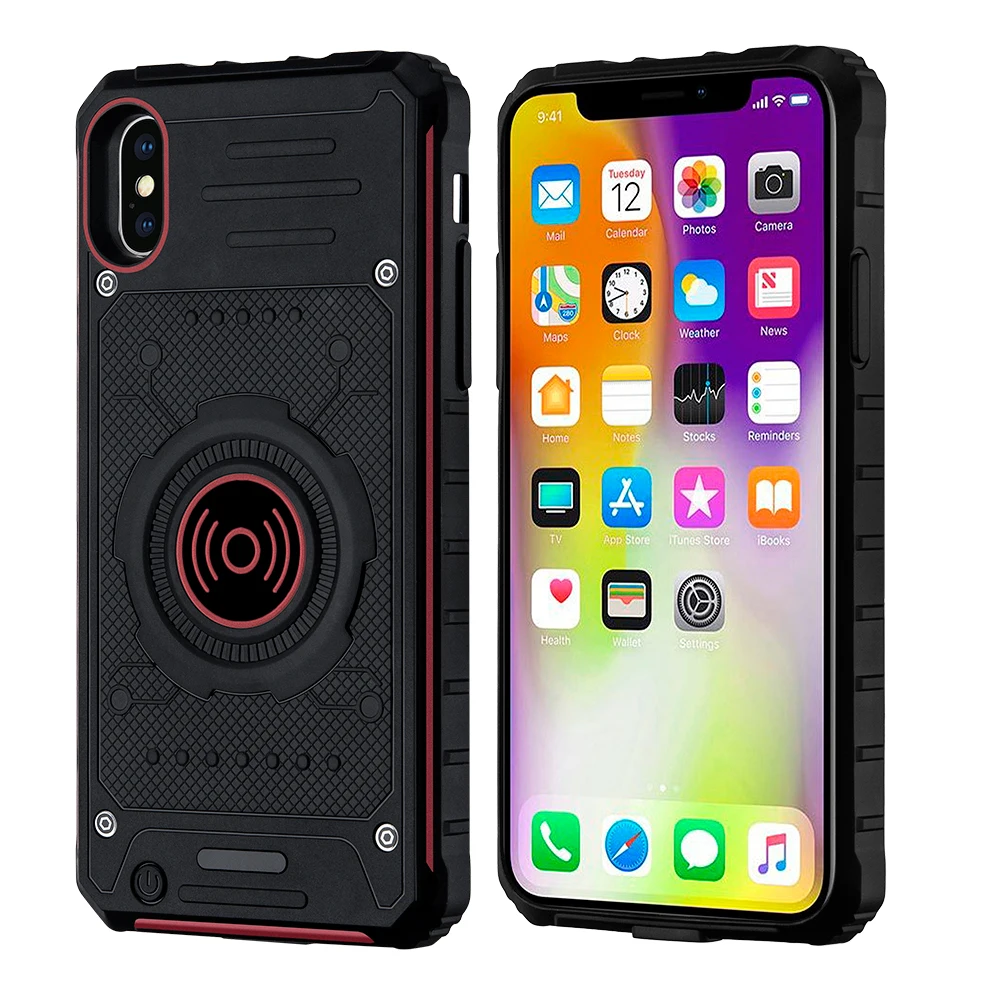 Тонкий ударопрочный чехол с беспроводным зарядным устройством для iPhone X Three defense