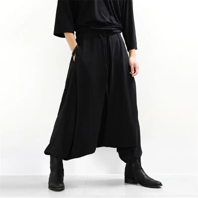 Men's casual pants wide-leg trousers harem loose low-grade suspending crotch | Мужская одежда