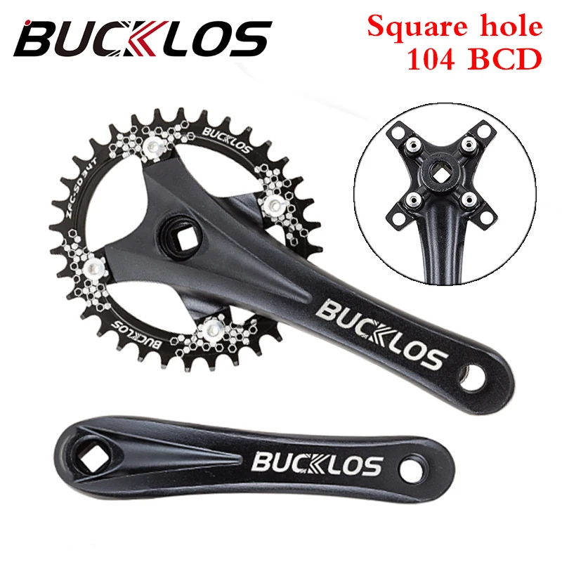 Шатуны BUCKLOS 104BCD для горного велосипеда, квадратные, 170 мм, шатуны, узкие, широкие, 32/34/36/38/40/42T велосипедная звездочка, детали для горного велосипеда - изображение