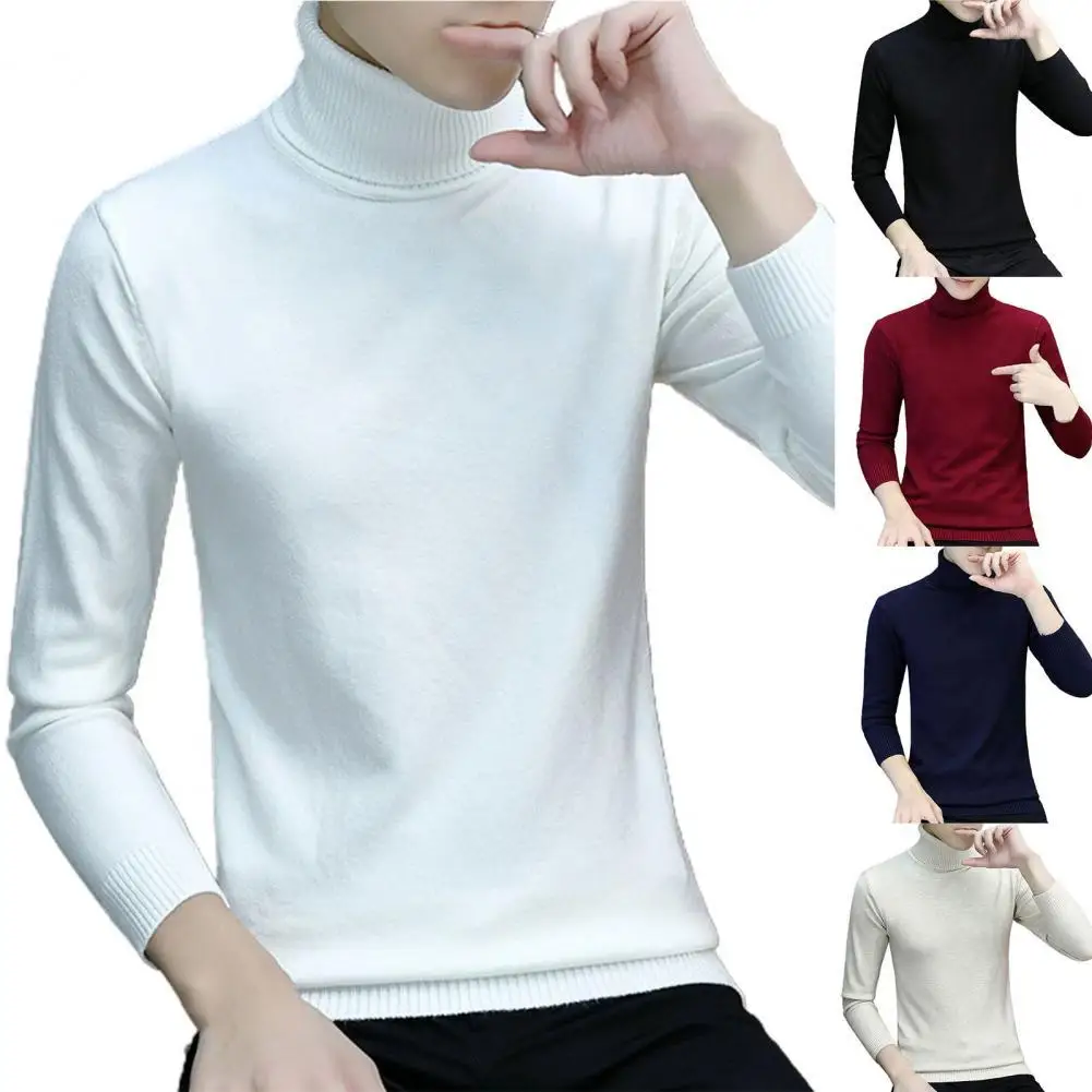 

Sweater Tops Knitted Turtleneck Sweater Casual Soft Pullover Stand Collar Warm Long Sleeve Base Sweater Knitted Top Pullover