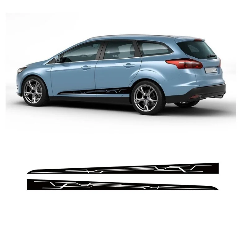 

For () All cars T Sport Styling 4 Doors Racing Line Side Skirt Strips Car Body Door Decor Sticker Creative Auto Vinyl Decals