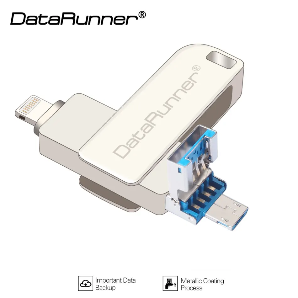 Флеш накопитель DataRunner OTG USB 3 0 флеш для iPhone/iOS/Android/ПК 128 ГБ 64 32 16 флешка в 1 карта