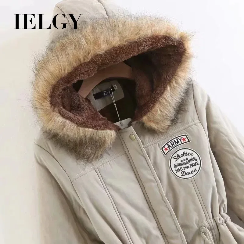 

IELGY Women's plus size cotton winter Korean thick fur collar student jacket women's