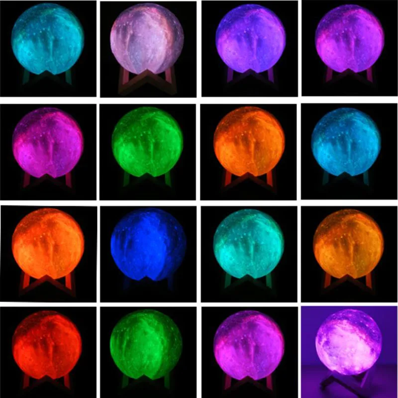 

16 Color Change 3D Printing Moon Lamp Children Bedroom Night Light Touch and Remote Control Moon Light For Kids Christmas Gifts