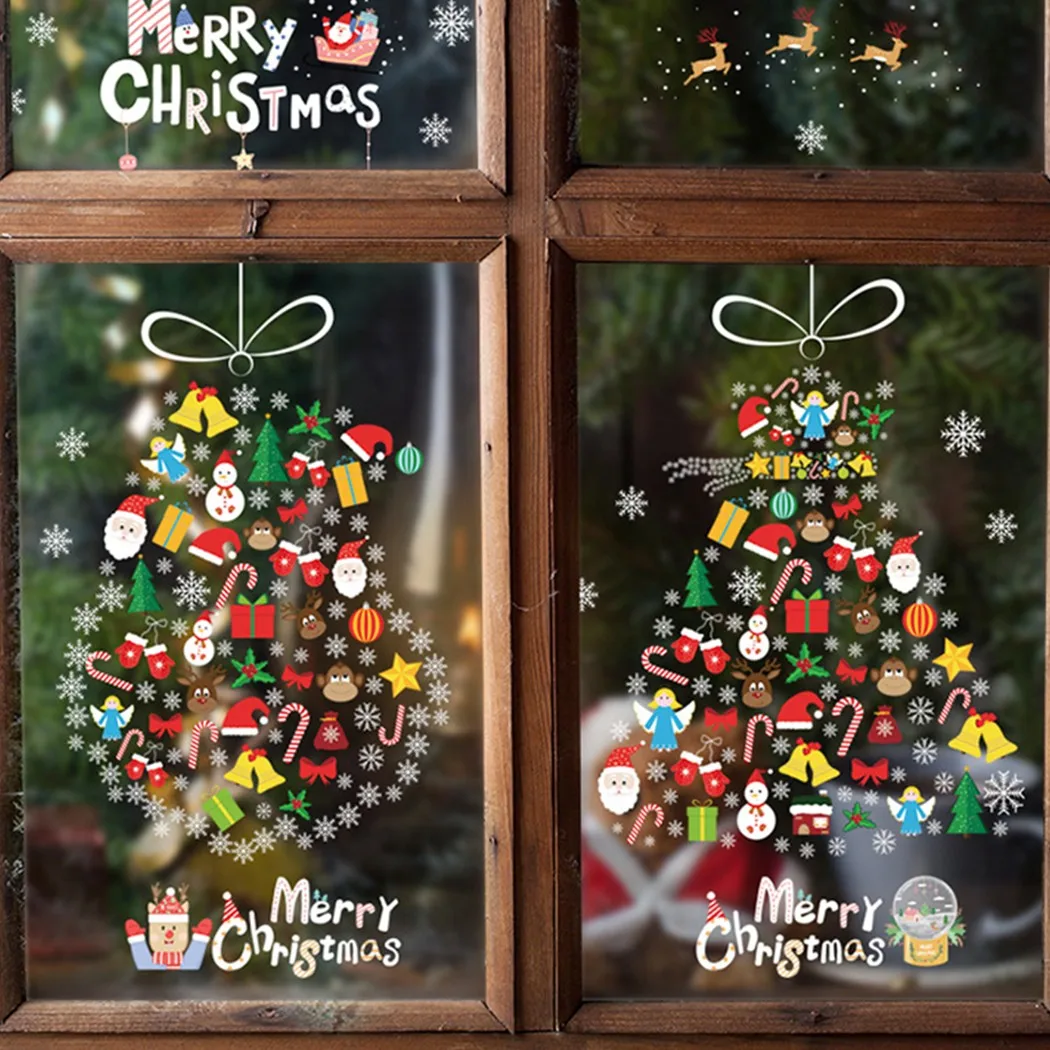 

Christmas Decoration Xmas Removable Stickers Art Decal Wall Party Decor Sticker Christmas Tree Stickers Pegatinas Navidad