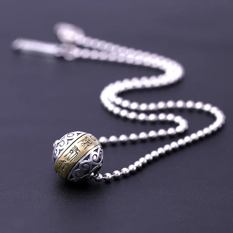Wholesale S925 Sterling Silver Fashion Jewelry Buddhist Transfer Beads Retro Thai Pendant Couple Amulet Necklace | Украшения и