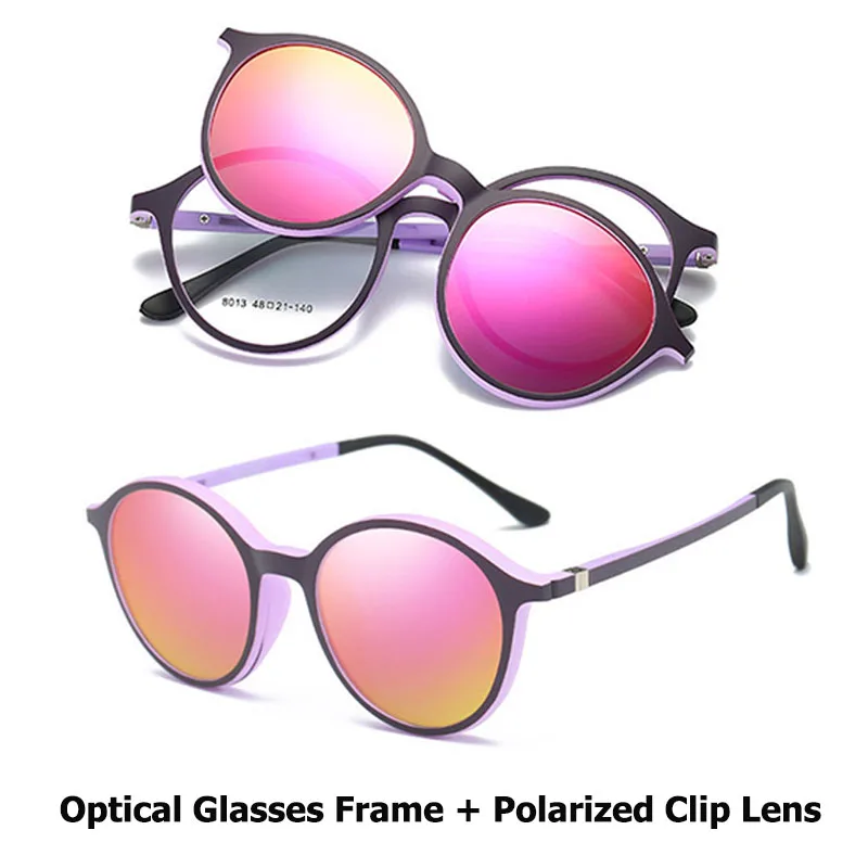 

Polarized Sunglasses Prescription Optical Glasses Frame TR90 Men Women Magnetic Clip on Sunglasses Round Myopia Shortsighted Eye
