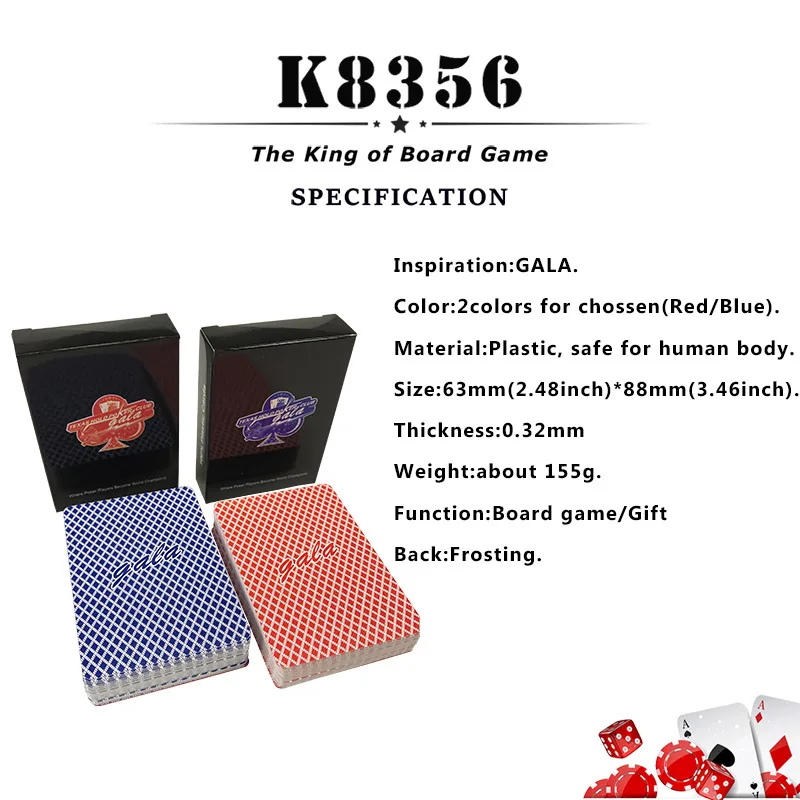 K8356 GALA 2 компл./лот баккара пластиковая Водонепроницаемая матовая игра игральные