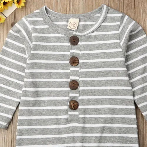 Комбинезон для новорожденных девочек и мальчиков полосатый комбинезон с