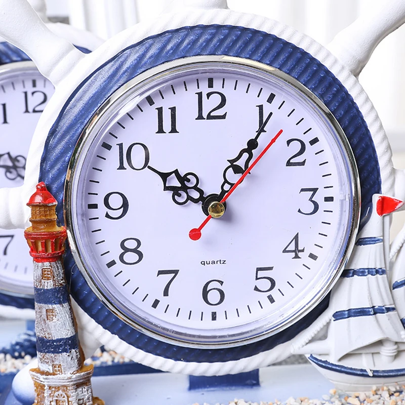 Деревянные часы в форме якоря Висячие настенные средиземноморском стиле