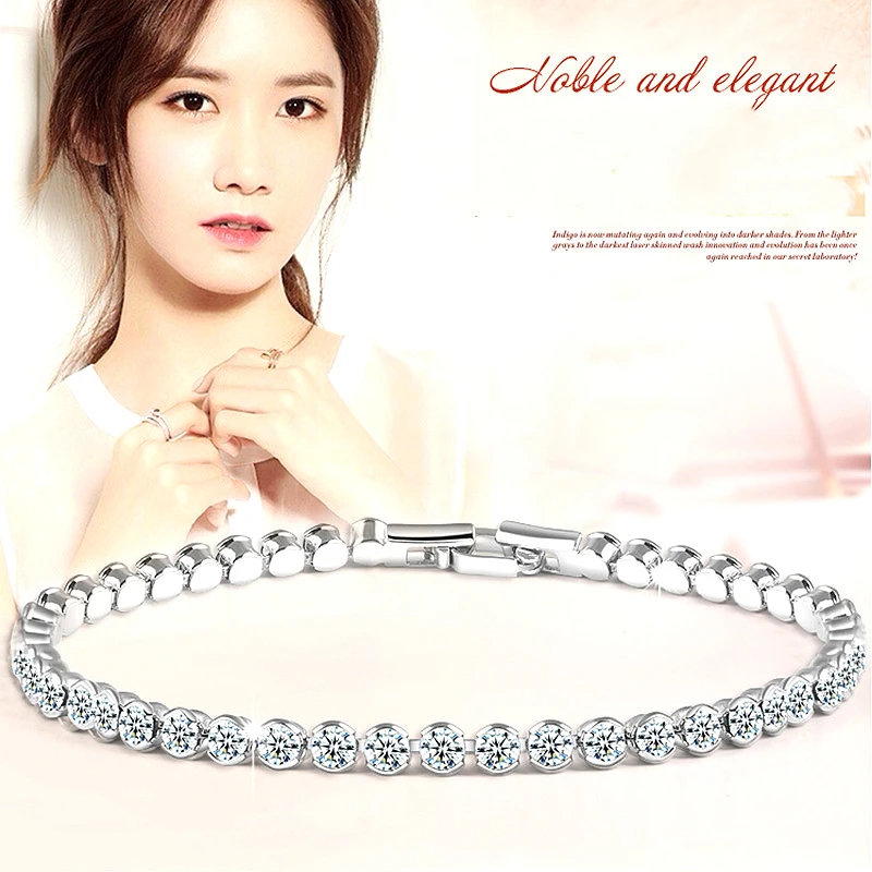 Роскошные теннисные браслеты с фианитом 4 мм свадебный браслет со сверкающей