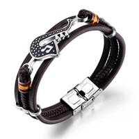 trendy personality saxophone music bracelets for men leather woven note multi layer bracelet student mens accessory bracelet