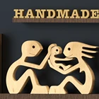 Семья деревянная статуя парные фигурки для декора дома украшения стола офисный стол Dekoration Father's Day Подарки Perro de madera