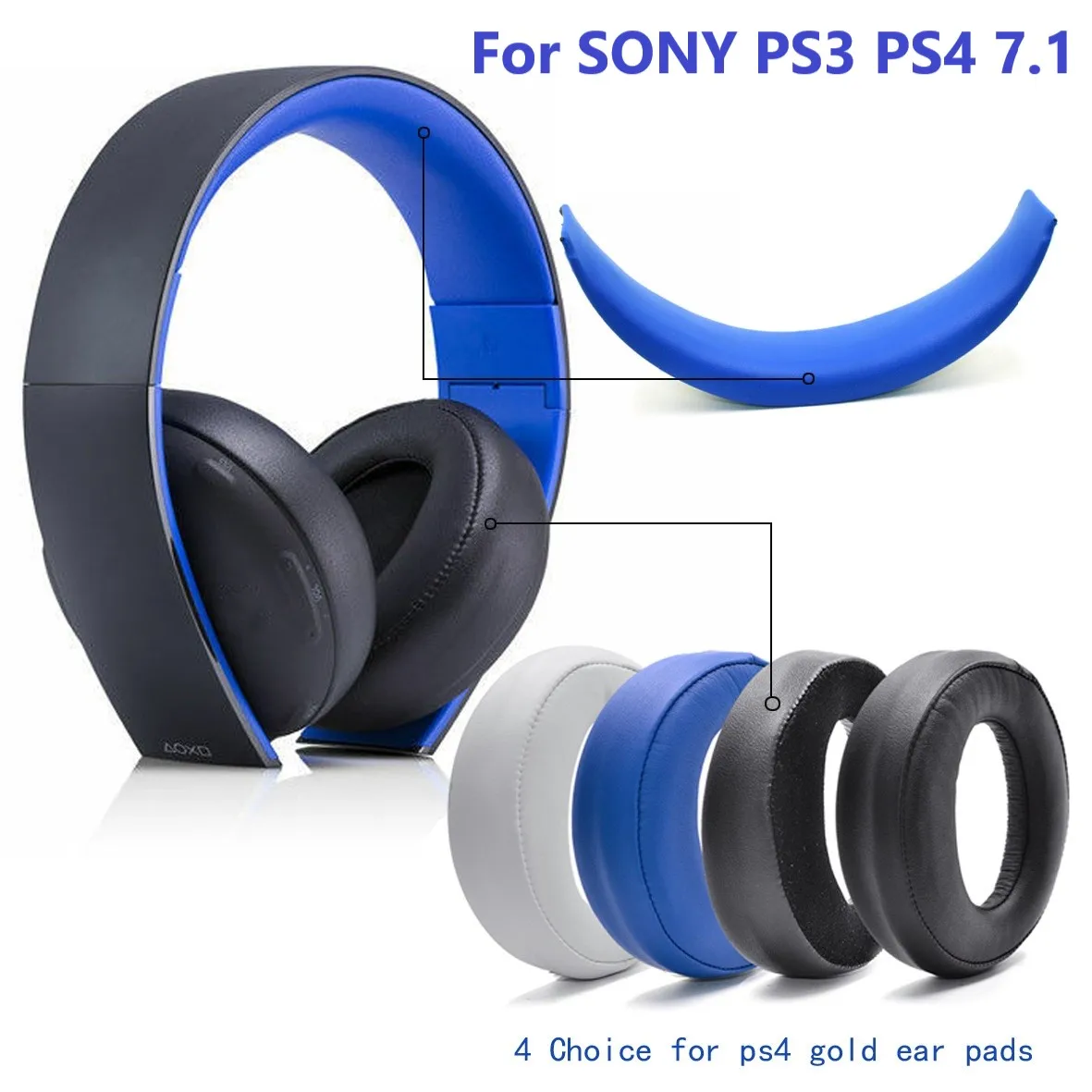 

Earpads Cushion Headband Pads Cover for Sony PlayStation Gold Wireless CECHYA-0083 Stereo 7.1 Headphone for SONY PS3 PS4 7.1
