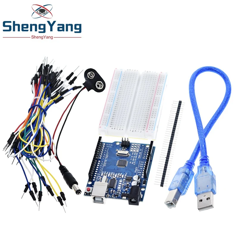 Стартовый комплект ShengYang для arduino Uno R3 из 5 предметов: макетная плата джампер