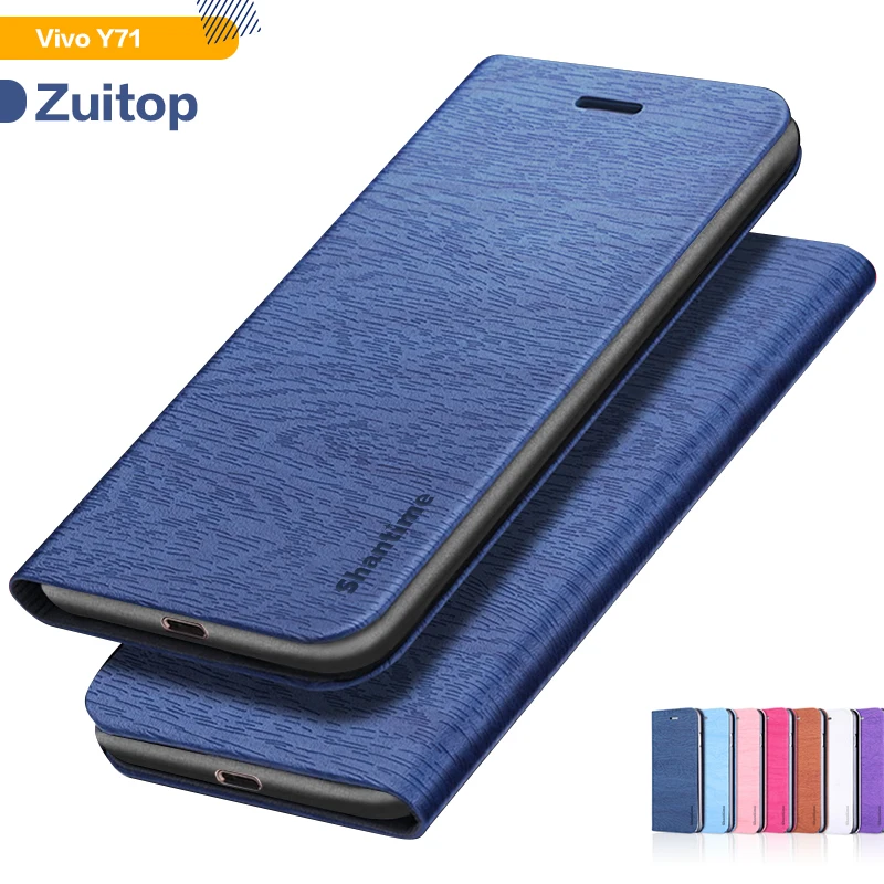 Чехол книжка с текстурой под дерево для Vivo Y71 деловой бумажник Y71i Мягкая