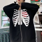 Американская Мода, лидер продаж, толстовка с капюшоном и принтом скелета для мужчин и женщин, с длинным рукавом, на молнии, куртка, уличная одежда в стиле эмо, Y2K пуловер