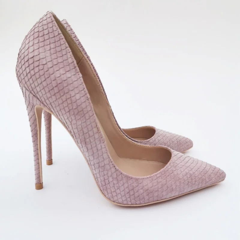 Пикантные тонкие туфли на высоком каблуке шпильке 12 см с закрытым острым носком