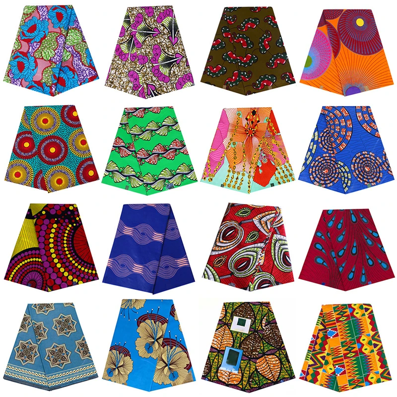 

New 100% Cotton for Dress High Quality African Ethnic Batik Printed Fabric Wax Fabric DIY Sewing Handmade 6 Yards