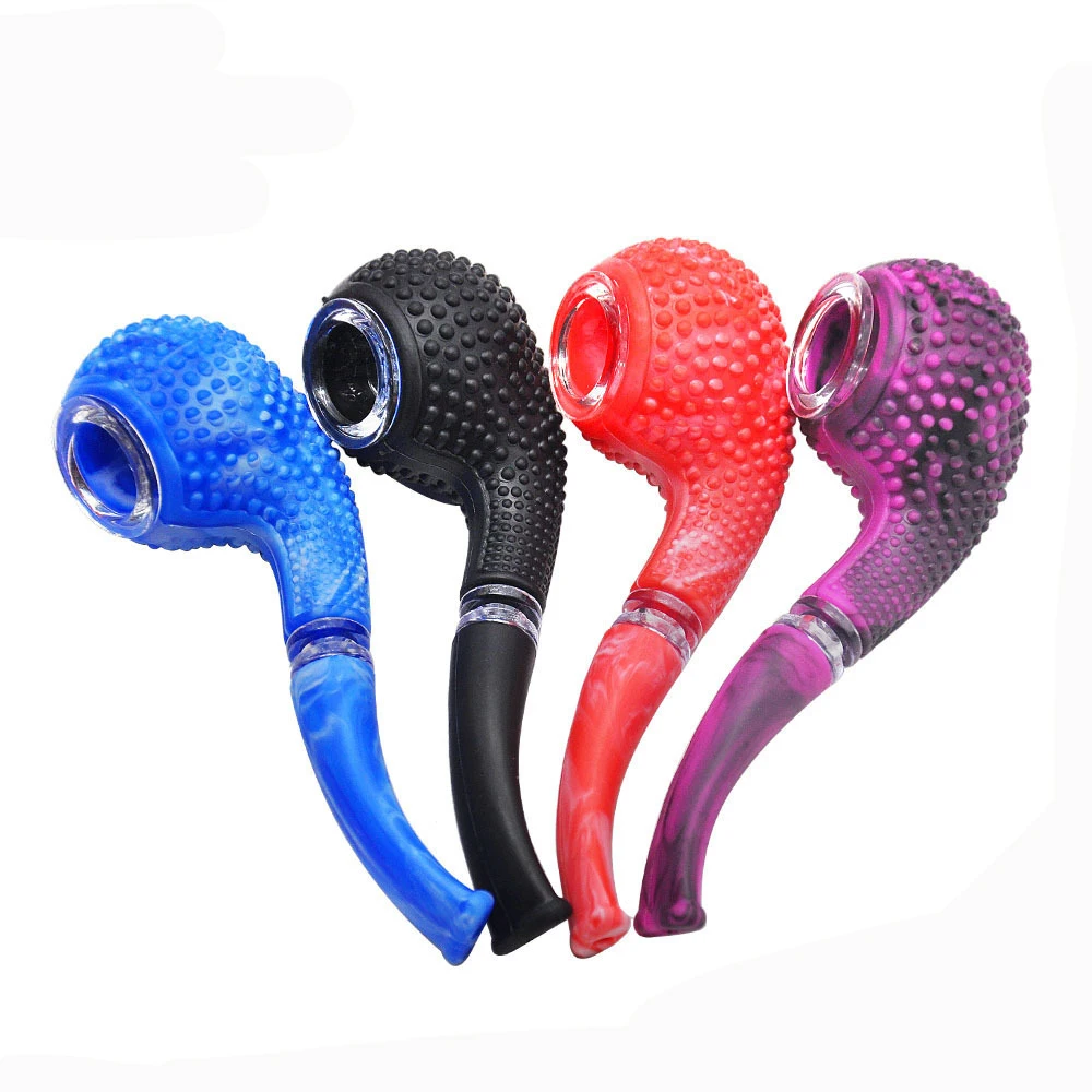 

Silicone Smoking Pipe Herb Tobacco Pipe for Weed Tool with Small Bumps Replaceable Glass Bowl Cigarette Accessories