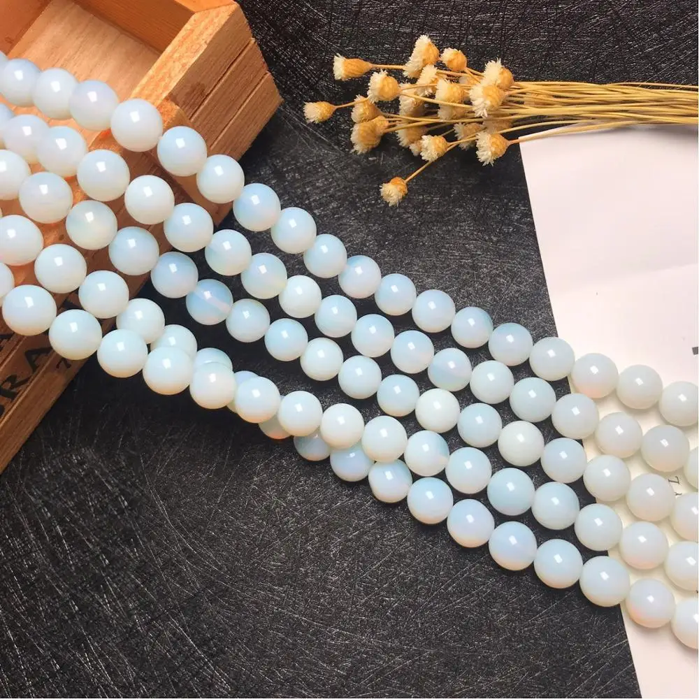 

High quality Milky white 8mm Natural Stone Beads Pick Size Loose Bead For fashion Handmade bracelets DIY charm Jewelry Making 15