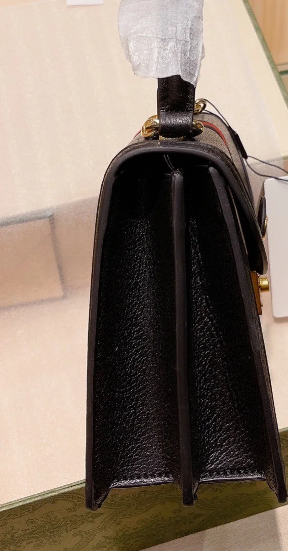 

25cm Genuine leather luxury famous design vintage women's chain shoulder bag black brown classic pattern handbag Messeng ophidia