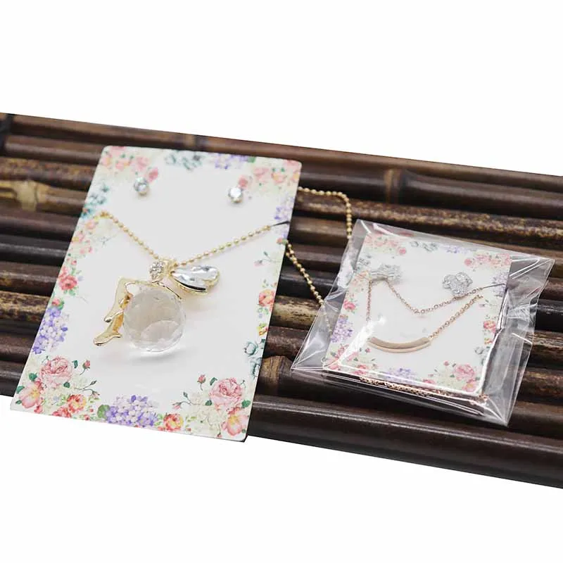 10 шт./лот комплект из ожерелья и серег с цветочным узором бирка для упаковки