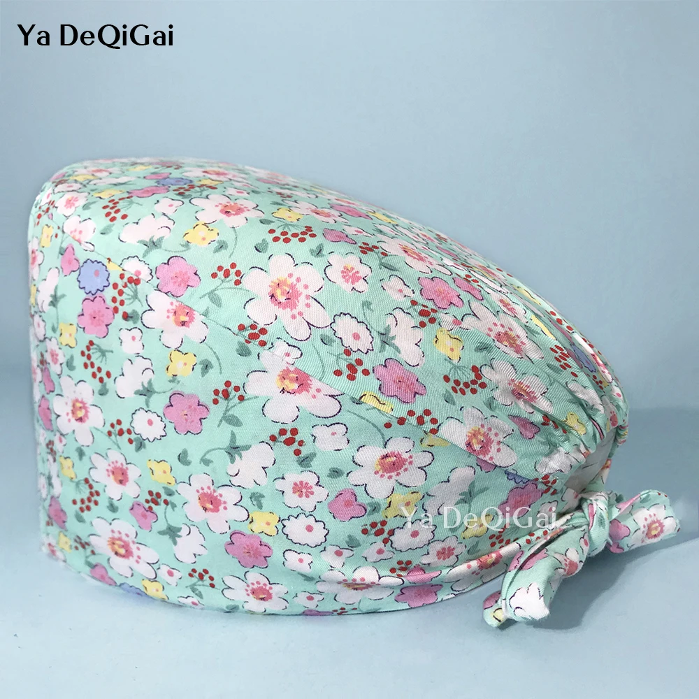 

Multicolor Breathable Men's and Women's Surgical hat Fashion Cartoon Printing Beauty Salon Nursing Cap Pure Cotton nurse cap new