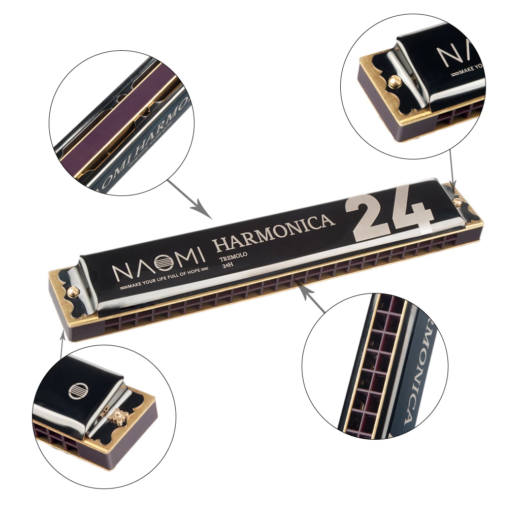 H1 гармоника с тоном 24 отверстиями Гармоника тремоло музыкальная для начинающих