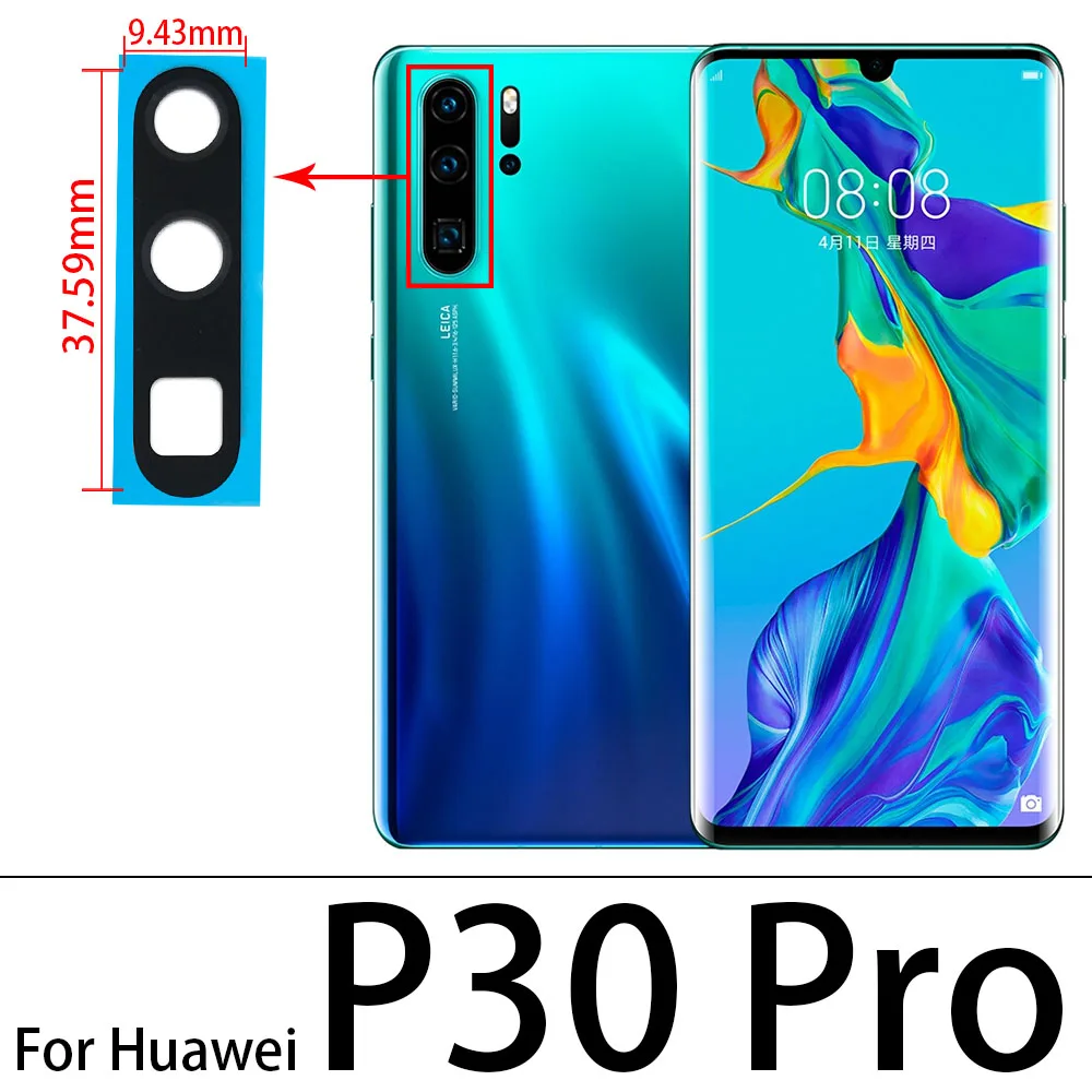 Для Huawei P40 P30 Lite P20 Pro 5G / E задняя крышка для стеклянного объектива камеры с клей