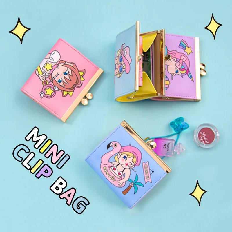 Bentoy Mental Clip Coin Purse Milkjoy Cute Cartoon Women Card Wallet Harajuku Student Money Holder Bag | Багаж и сумки