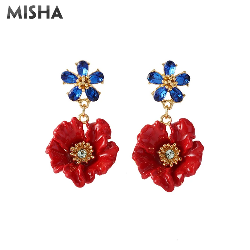 MISHA трендовые серьги для женщин ручная работа эмалированная глазурь красный