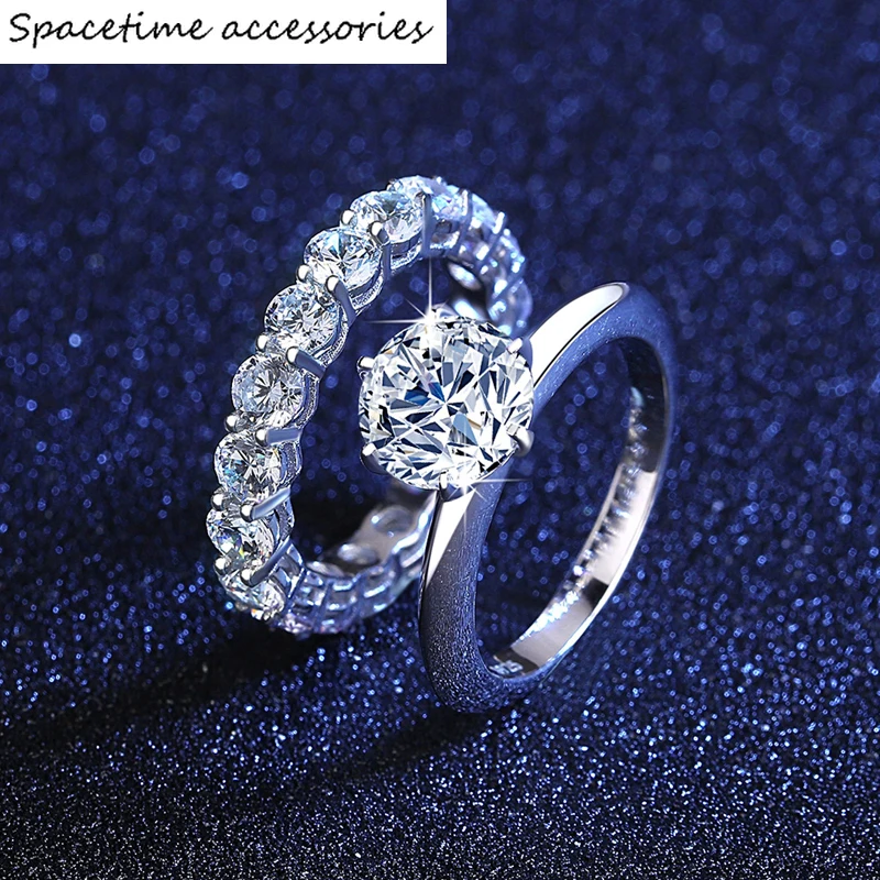 

Real 2 Carats Moissanite Bridal Rings set Top Quality 100% 925 Sterling Silver Engagement Wedding Party Fine Jewelry GiftsRings