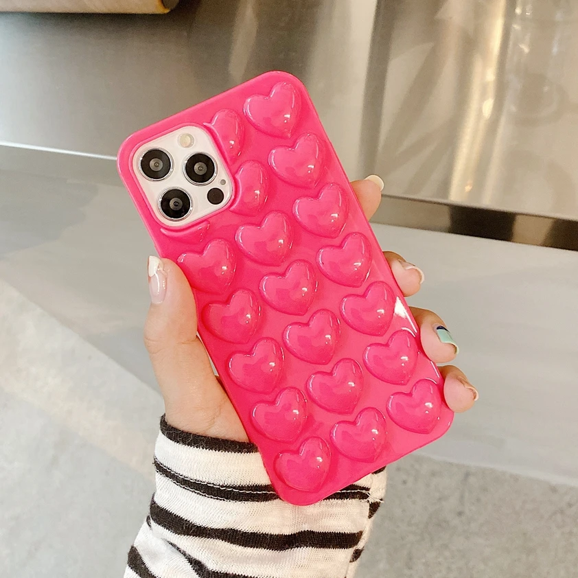 Прозрачный чехол карамельного цвета для телефона iPhone XS Max XR 3D Love Hearts мягкий из ТПУ