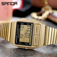 fashion sanda top brand silver mens watches luxury quartz watch men steel waterproof rose golden male clock relogio masculino