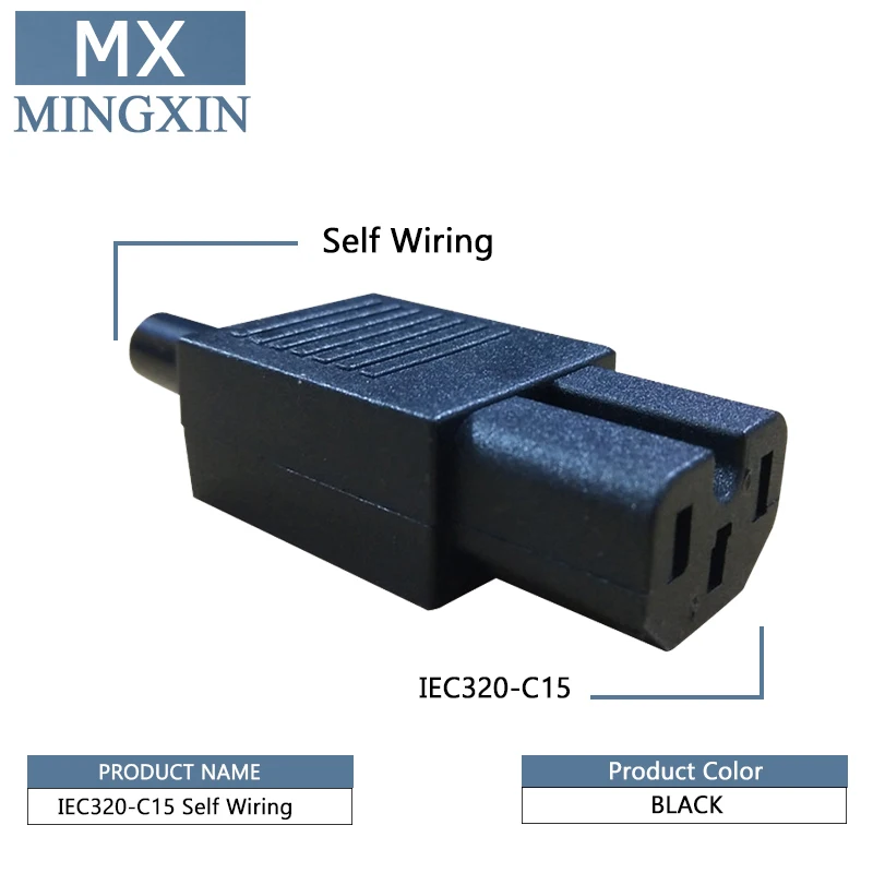 Черный Электрический проводной разъем 250 В 10 А розетка переменного тока IEC320 C15 |